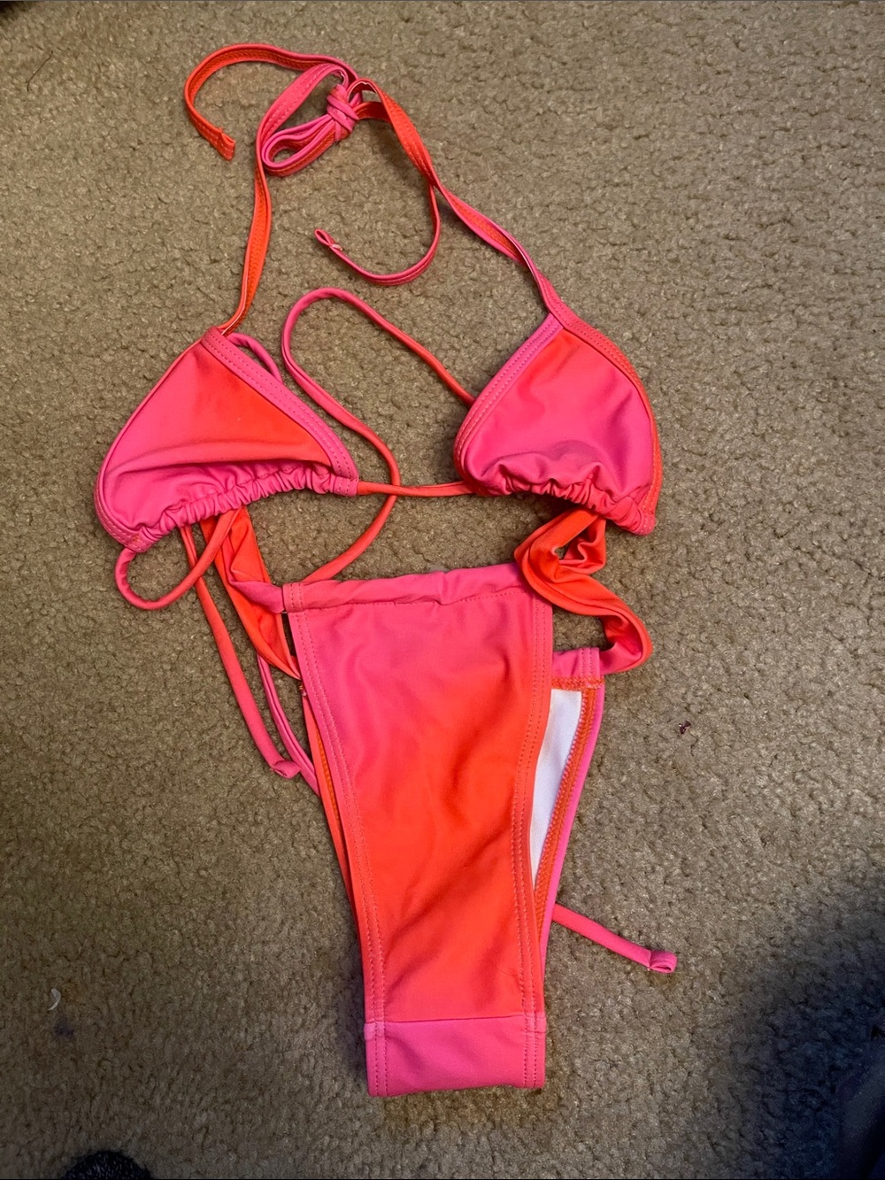 Women's Gradient Pink-Orange String Bikini
